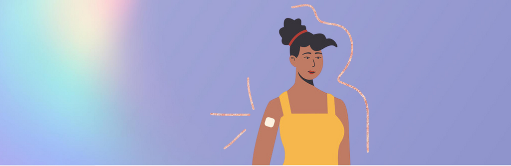 Contraceptive patch applied on women's arm